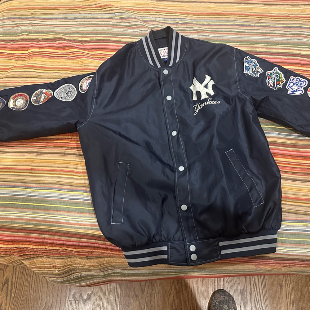 Navy Blue Yankees Championship Bomber Jacket